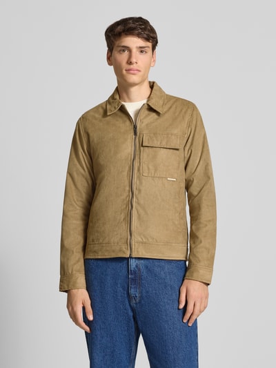 Blend Jacke in Leder-Optik mit Brusttasche Modell 'HELGER' Beige 4