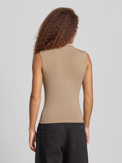Pieces Shaped Fit Top mit Stehkragen Modell 'MADISON' Beige 5