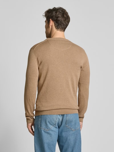 Tom Tailor Regular Fit Strickpullover aus reiner Baumwolle mit Rundhalsausschnitt Beige 5