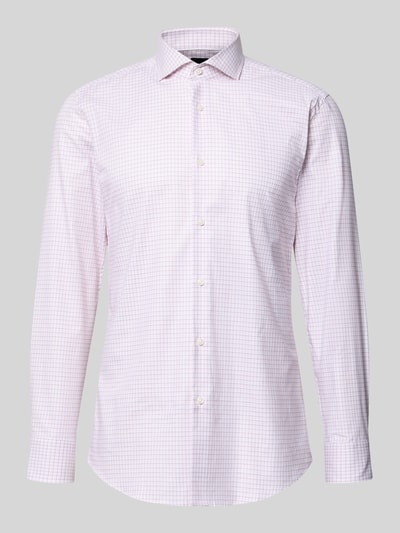 Produktfoto, Slim Fit Businesshemd aus Baumwoll-Mix Modell 'H-HANK-SP-B1-C1-261' von BOSS, hellrosa kariertes Design, Herren Businesshemd.
