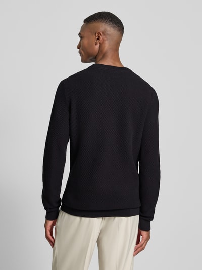 Lindbergh Strickpullover mit Strukturmuster und Rundhalsausschnitt Black 5