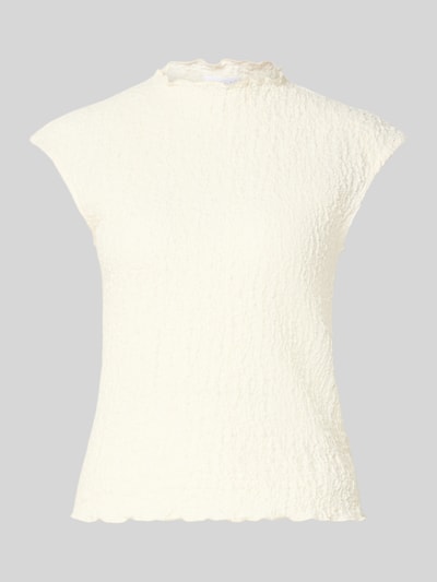 Productfoto, Top met structuurpatroon van Jake*s Collection in crème, katoenmix met stretch, regular fit, opstaande kraag, 53 cm ruglengte in maat S