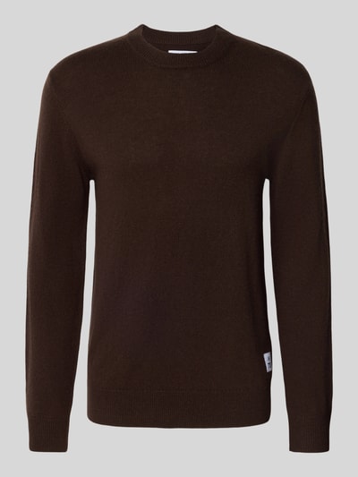 Matinique Strickpullover aus Lammwolle mit Rundhalsausschnitt Dunkelbraun 2