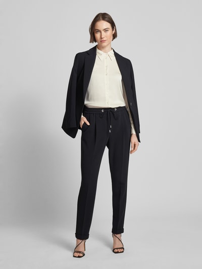 BOSS Black Women Slim fit stoffen broek met persplooien, model 'Tariyanah' Zwart - 1