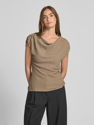 s.Oliver BLACK LABEL Bluzka o kroju relaxed fit z fakturowanym wzorem Szarobrązowy 4