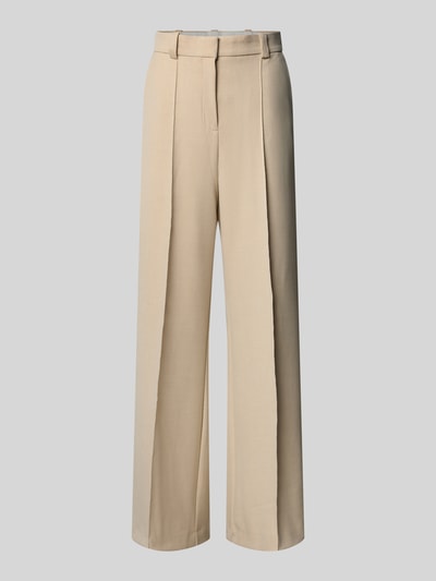 Produktfoto, Wide Fit Stoffhose mit Viskose-Anteil Modell 'Paris' von Mango, beige, Bügelfalten, elastischer Material-Mix, glatte Textur