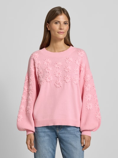 LOLLYS LAUNDRY Gebreide pullover met ronde hals, model 'Musa' Roze - 4