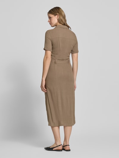 ONLY Smalle vrijetijdsjurk van mix van viscose en linnen model 'SIESTA' Middenbruin - 5