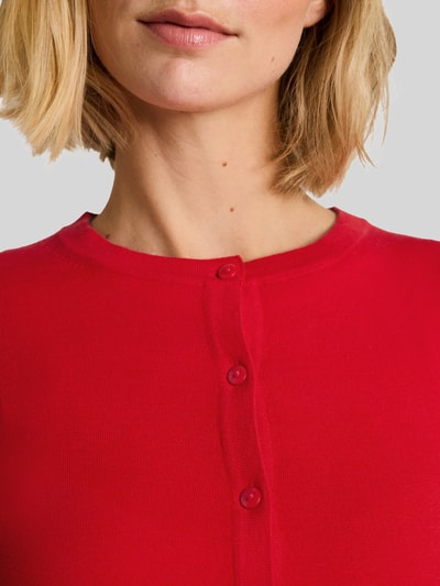 Tom Tailor Regular Fit Strickjacke aus Baumwoll-Mix mit Seiden-Anteil Rot 3