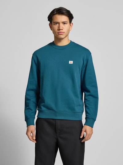 Calvin Klein Jeans Sweatshirt met labeldetail en ronde hals Petrol - 4