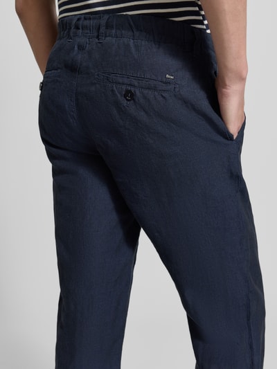 Brax slim fit linnen broek van puur linnen model 'Fabio' Marineblauw - 3