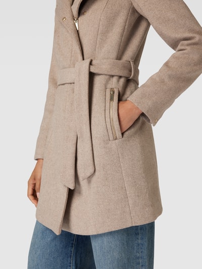 Vero Moda Outdoor Płaszcz z paskiem w talii model ‘TWODOPE’ Szarobrązowy melanż 3