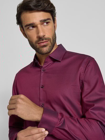 Jake*s Slim Fit Business-Hemd mit Strukturmuster Bordeaux 3