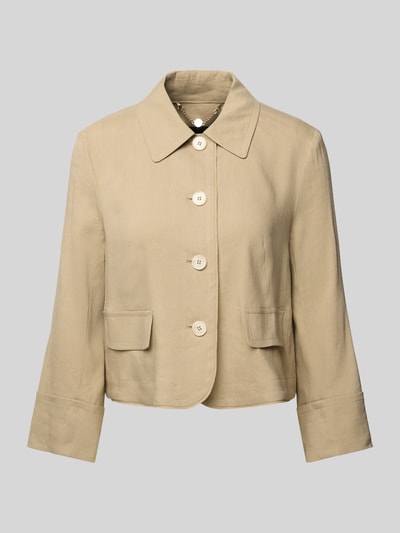 Marc Cain Regular Fit Blazer aus Leinen-Mix mit Knopfleiste Sand 2