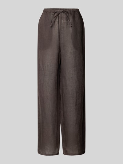 Christian Berg Woman Wide Leg Leinenhose mit Eingrifftaschen Schoko 2