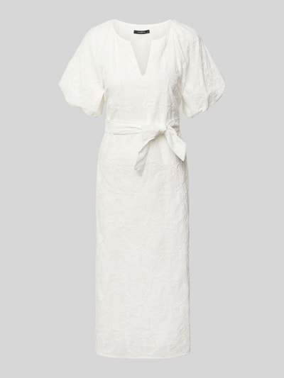 comma Midikleid mit Puffärmeln und Bindegürtel Sand 2