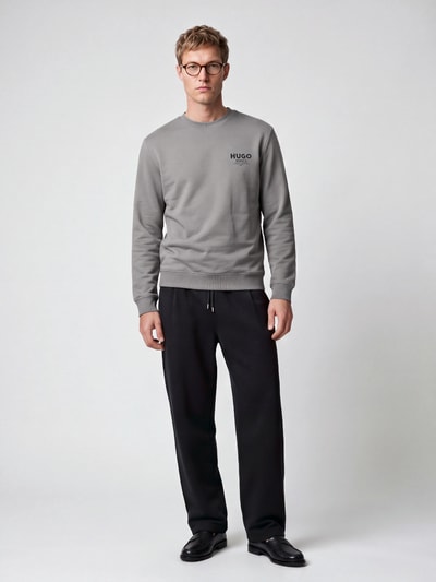 HUGO Blue Regular Fit Sweatshirt aus reiner Baumwolle Modell 'Nespon' Mittelgrau 1