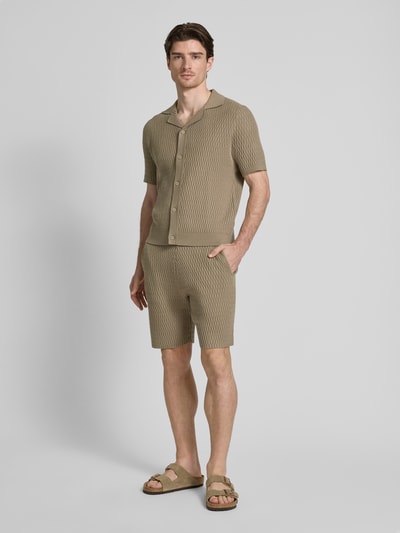 JAKE*S STUDIO MEN Korte regular fit broek met structuurmotief Roodbruin - 1