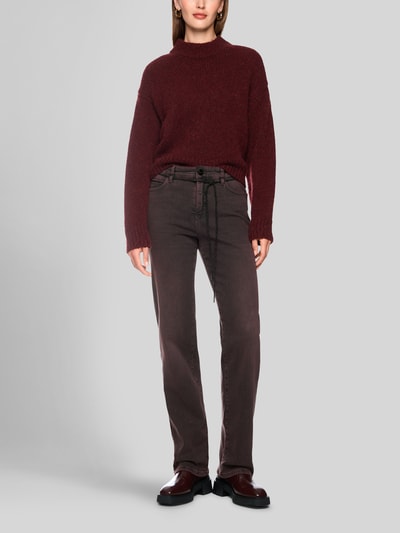 Marc Cain Regular fit pullover van wol met logodetail Bordeaux - 1