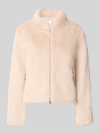 Produktfoto, Jacke aus Kunstfell mit Zweiwege-Reißverschluss von Marc Cain in Beige, Regular Fit, Stehkragen, glatte Struktur, Eingrifftaschen