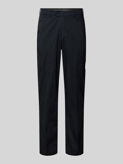 Produktfoto, schwarze Chino mit Eingrifftaschen Modell 'Peaker' von Hiltl, Baumwoll-Elasthan-Mix, Regular Fit, glatte Textur, Vorderansicht