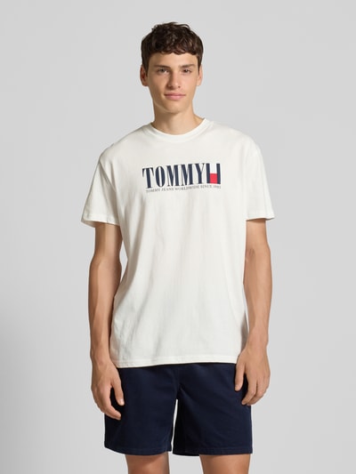 Tommy Jeans Regular Fit T-Shirt aus reiner Baumwolle Offwhite 4