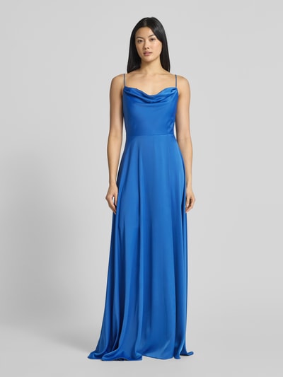 Jake*s Cocktail Maxikleid aus Satin mit Wasserfall-Ausschnitt Rauchblau Melange 4