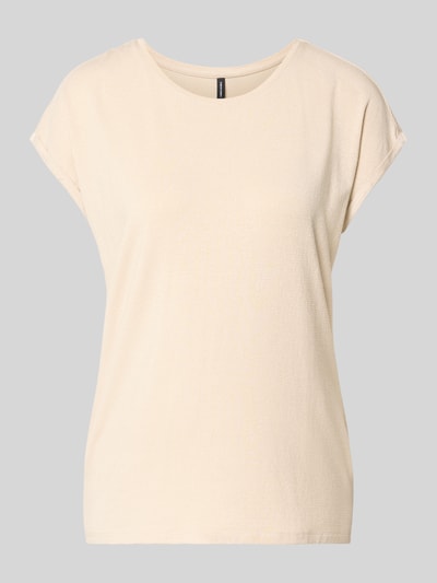 Produktfoto, hellbeiges Loose Fit T-Shirt aus Viskose-Mix Modell 'LAVA' von VERO MODA mit glatter Struktur, Damen T-Shirt.