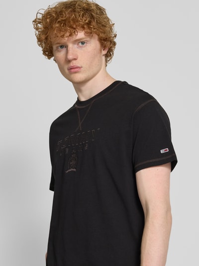 Tommy Jeans Regular Fit T-Shirt aus reiner Baumwolle mit Label Stitching Black 3