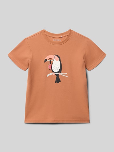 Produktfoto, Regular Fit T-Shirt mit Motiv-Print von Blue Seven, Kinder T-Shirt aus Reine Baumwolle in Orange, Rundhalsausschnitt, Rückenlänge 42 cm bei Größe 116