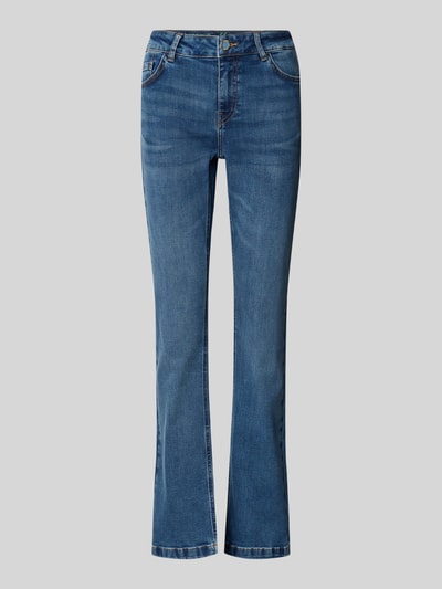 Produktfoto, Jeans mit Eingrifftaschen Modell 'Ashley Imera' von MOS MOSH, blauer Baumwoll-Mix mit Stretch-Anteil, Slim-Fit, Used-Look