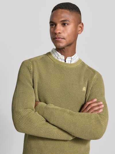 Lerros Regular fit pullover in gebreide look Kaki - 3