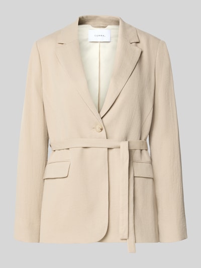 Productfoto, Blazer aus Viskose-Mix mit Lyocell-Anteil van COMMA in beige, reverskraag, tailleband, pattetaschen, getailleerd, lichte textuur
