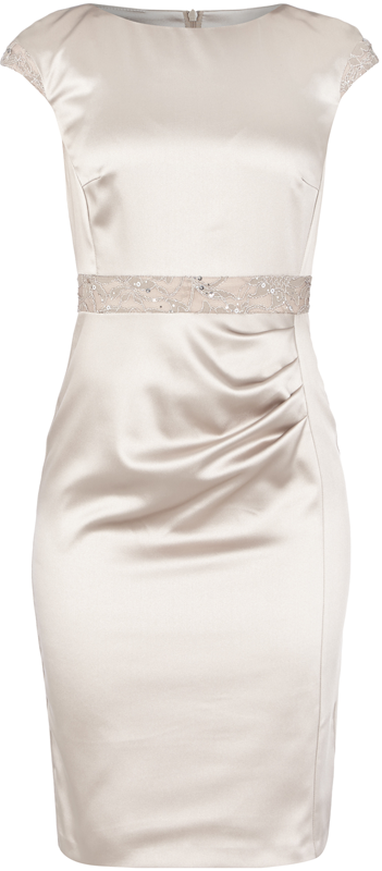 Marie Noir Cocktailkleid mit Spitzenbesatz Beige 6