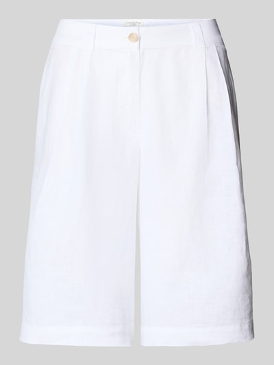 Christian Berg Woman Loose Fit Bermudas aus reinem Leinen Weiss 2