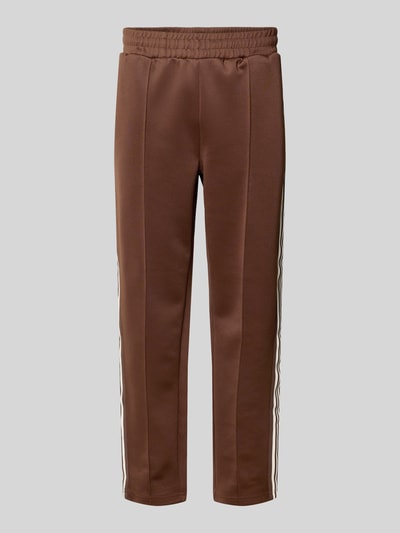 Produktfoto, Regular Fit Sweatpants mit elastischem Bund Modell 'RIBER' von Only & Sons, look: effen, regular fit pasvorm, applicatie: contraststrepen, boord met tunnelkoord, zij-steekzakken, fijne geweven structuur, bruine kleur