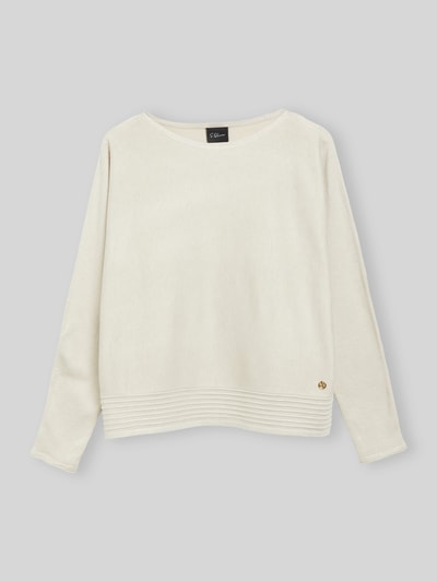 Produktfoto, Relaxed Fit Pullover aus Viskose-Mix von s.Oliver BLACK LABEL in Creme, gerade Form, samtig weiche Textur, schlichte Optik
