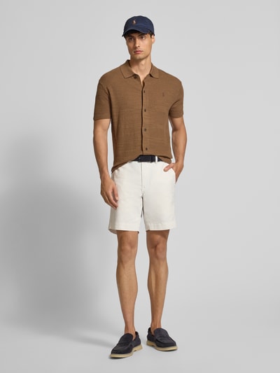 Polo Ralph Lauren Regular fit poloshirt met labelstitching en knoopsluiting Middenbruin - 1