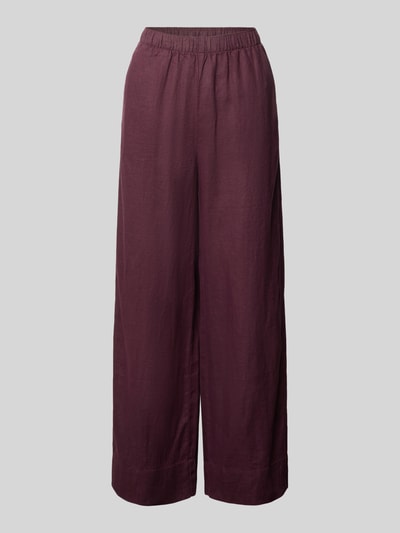 Produktfoto, Stoffhose mit elastischem Bund Modell 'LINO' von Mango in dunklem Lila, Wide-Leg-Pants, Material-Mix mit Baumwoll-Anteil