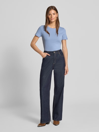 Jake*s Casual T-shirt z efektem prążkowania Błękitny 1