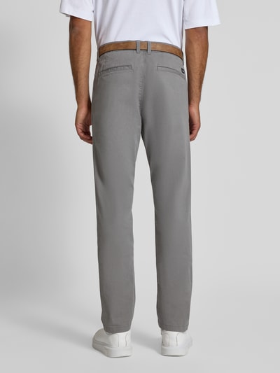 Tom Tailor Denim Slim Fit Chino mit Gürtel Mittelgrau 5
