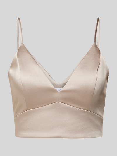 Jake*s Cocktail Glanzende korte top met V-hals Taupe - 2