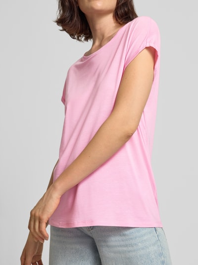VERO MODA damski t-shirt o kroju krój regular fit z mieszanki lyocellu model 'AVA' Mocnoróżowy 3