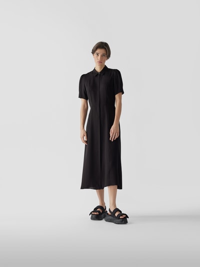 Theory Seidenkleid mit Umlegekragen Schwarz 1