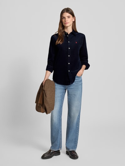Polo Ralph Lauren Regular fit overhemdblouse in ribcordlook, model 'Sport' Marineblauw - 1