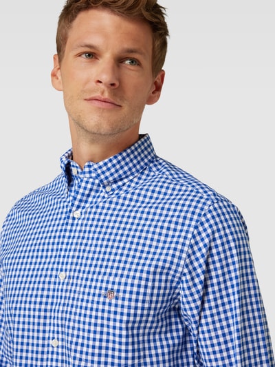 Gant Vrijetijdsoverhemd met rastermotief Blauw - 3