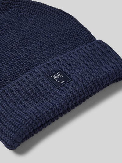 Knowledge Cotton Apparel Beanie mit Umschlag und Label-Patch Marine 2