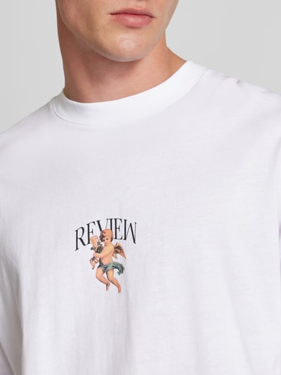 REVIEW T-Shirt mit Label-Print Pastellgelb 3