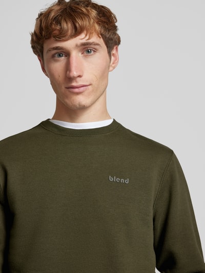 Blend Sweatshirt met ribboorden, model 'Downton' Donkergroen - 3