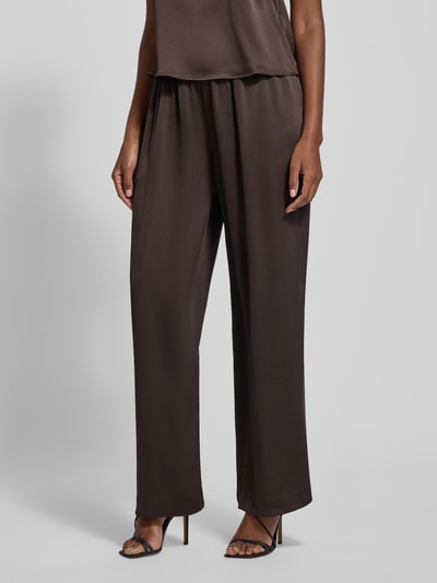 Samsøe Samsøe Stoffen broek met elastische band Model 'HELENA' Donkerbruin - 4